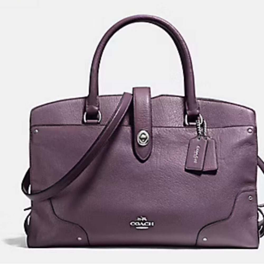 Coach Purple Leather Tote Bag